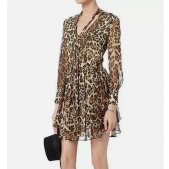 Intermix Tilley Leopard Print Mobwife Silk Mini Dress Size XS (P), EUC - Picture 1 of 16
